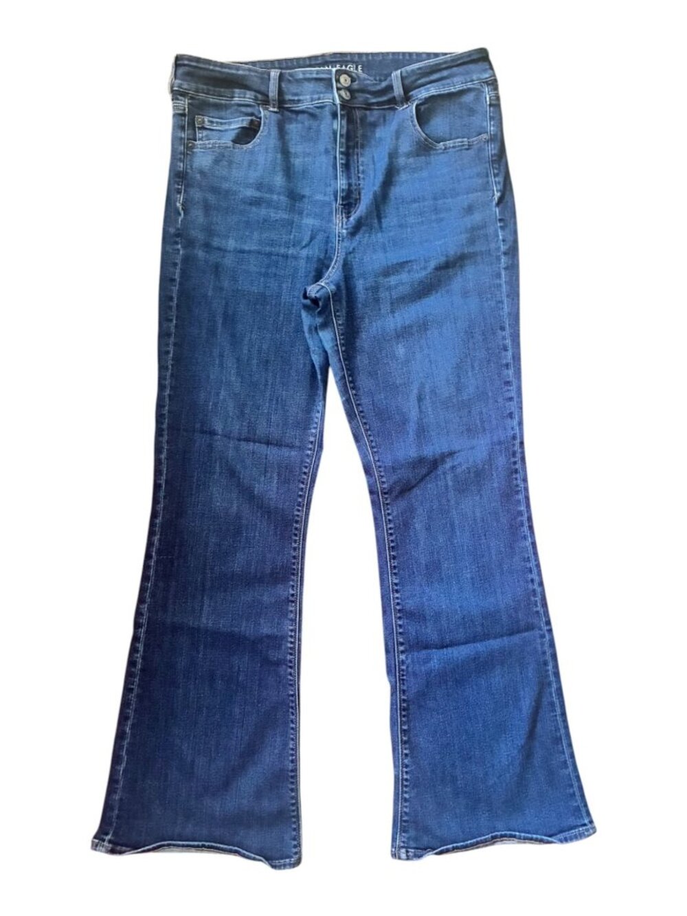 American Eagle Hi-Rise Artist Flare Jeans womens 20 Blue Super Stretch Retro Fit
